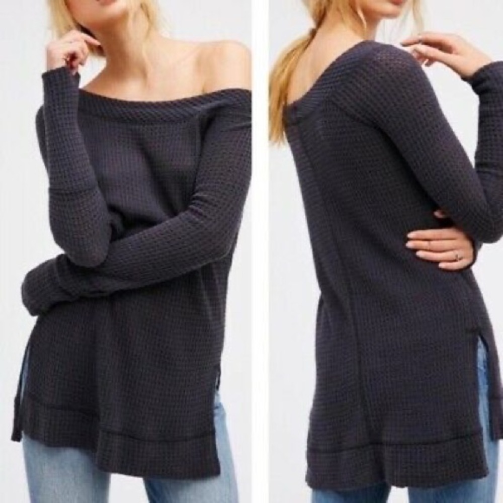 Free People Waffle Knit Top